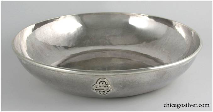 Kalo bowl, low, round, hammered surfaces with flat bottom, applied wire on rim