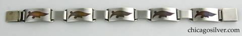 Laurence Foss silver bracelet with copper inserts