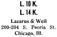 Lazarus & Weil jewelry mark