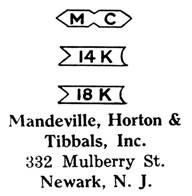Mandeville, Horton & Tibbals jewelry mark
