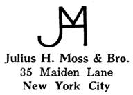 Julius H. Moss & Bro. jewelry mark
