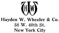 Hayden W. Wheeler & Co. jewelry mark