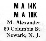 M. Alexander jewelry mark