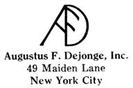 Augustus F. Dejonge jewelry mark
