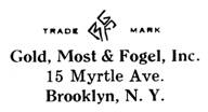 Gold, Most & Fogel jewelry mark