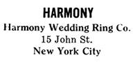 Harmony Wedding Ring Co. jewelry mark