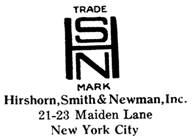 Hirshorn, Smith & Newman jewelry mark