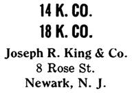 Joseph R. King & Co. jewelry mark