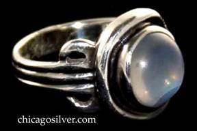 Kalo ring, with slightly oval bezel-set cabochon moonstone 
