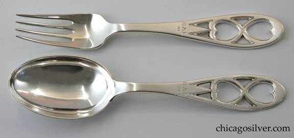 Lawrence child's utensil set with pierced hearts