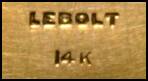 Typical Lebolt gold jewelry mark