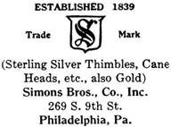 Simons Bros. Co. silver mark