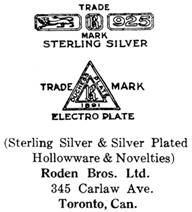 Roden Bros. silver mark