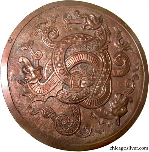Peer Smed small copper triple dragon medallion