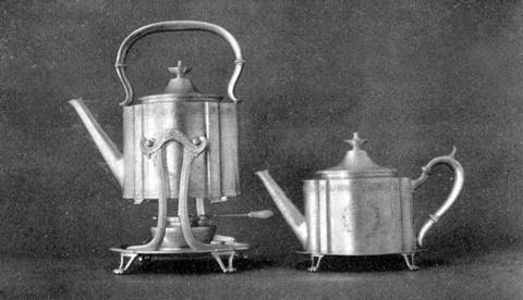 Hot water kettle and teapot suggested by English models Arthur J. Stone