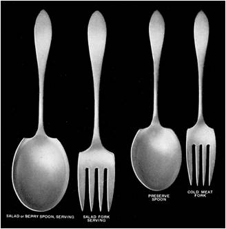 Guide to servers and utensils -- salad set and cold meat server